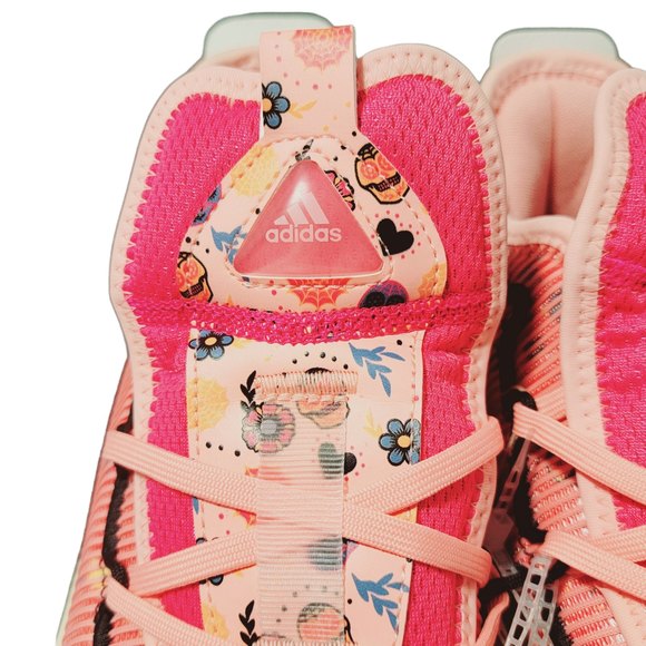 Adidas Mens Pink Pro Boost Low Day Of The Dead Lace Up Basketball Shoes Size 8.5 - Picture 6 of 9